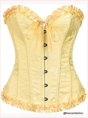 Victorian Floral Lace Overbust Corset Bustier Top Shapewear Plus Size